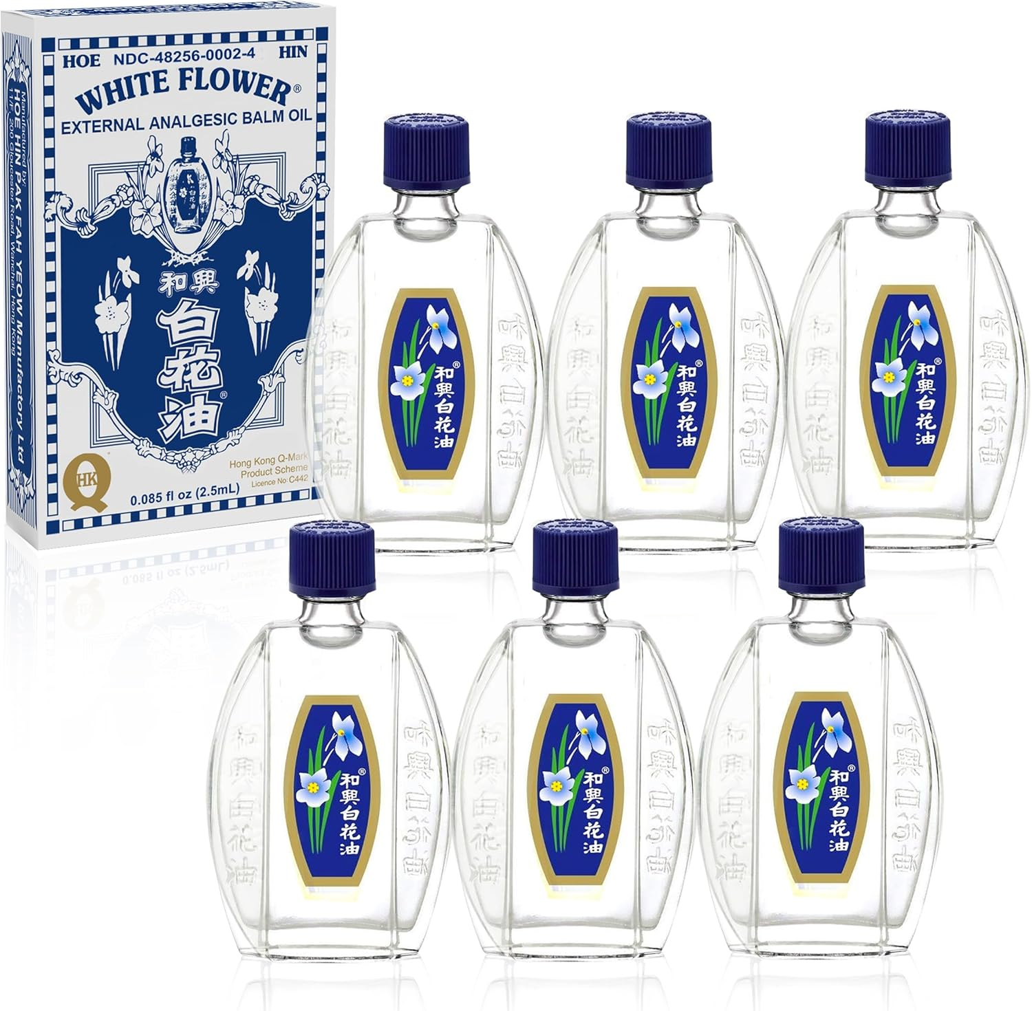 HoeHin White Flower Analgesic Oil#1 2.5ml/0.085floz 12each<br>和興白花油#1 2.5ml/0.085floz 12支装