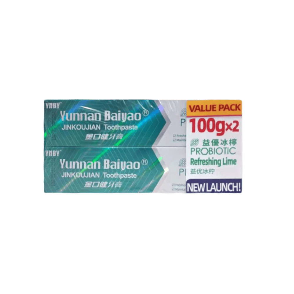 Yunnan Baiyao Toothpaste JKJ Probiotic Mint &Probiotic Lime 100g x 2(12-Pack)<br>雲南白藥金口健益優薄荷&冰檸牙膏100克2隻裝,12盒装 - Image 3
