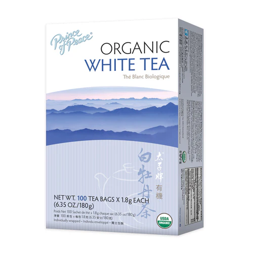Prince of Peace Organic White Tea,100 tea bags(6-Pack)<br>太子牌有機白牡丹茶, 100茶包/盒, 6盒装