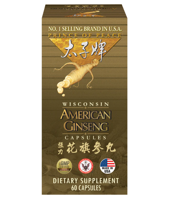 Prince of Peace American Ginseng Capsules 500mg*60s (12-Pack)<br>太子牌花旗參胶囊60丸, 12瓶装