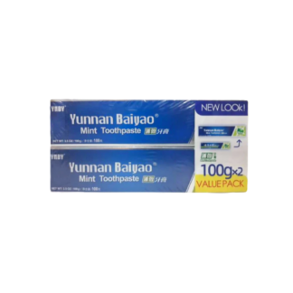 Yunnan Baiyao Toothpaste Mint/Whitening/Probio 100g×2(12-Pack)<br>雲南白藥薄荷/美白/益生菌牙膏,100克雙盒裝, 12盒装